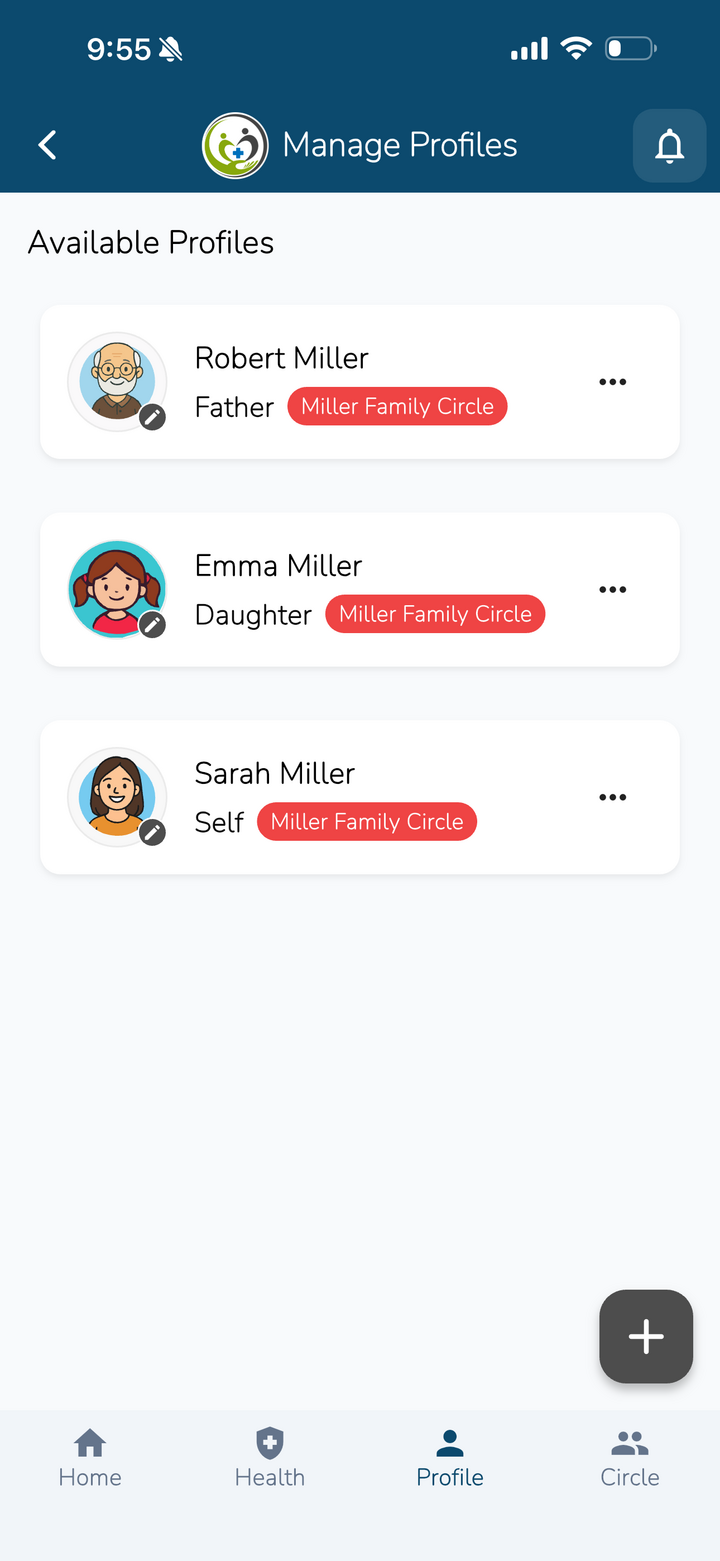 Family Profiles Screen